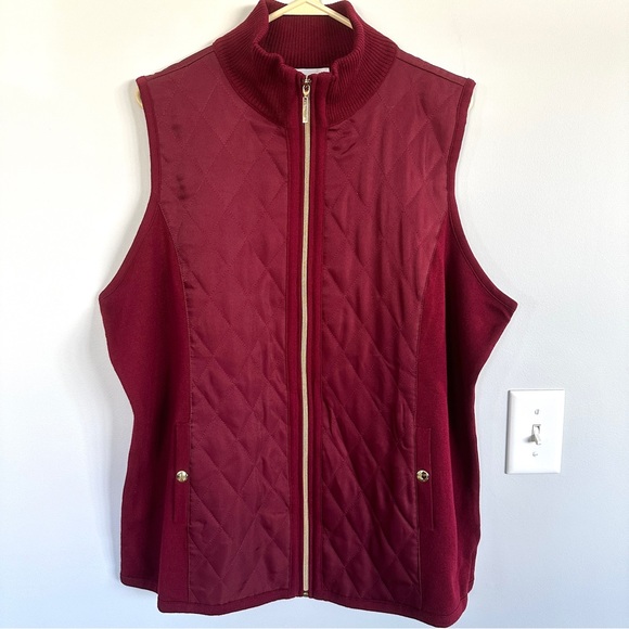 Susan Graver Tops - Susan Graver Zip Front Sweater Vest with Quilting Detail, Sized XL